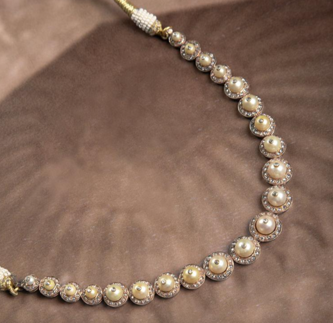 925 Silver Heeramandi Statement Pearl CZ Necklace - Amrrutam Jewellery