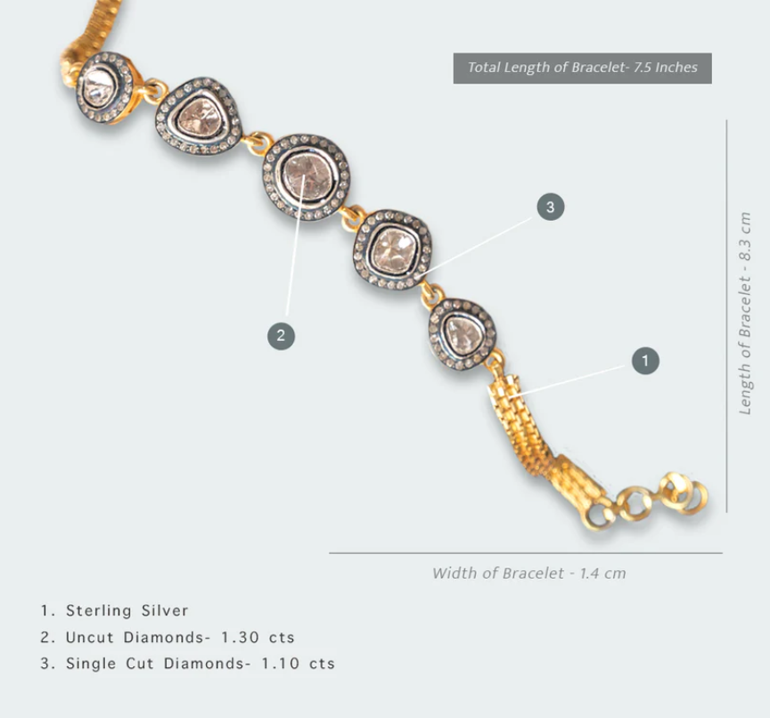 925 Silver Ahana Uncut Diamond Everyday Bracelet - Amrrutam Jewellery