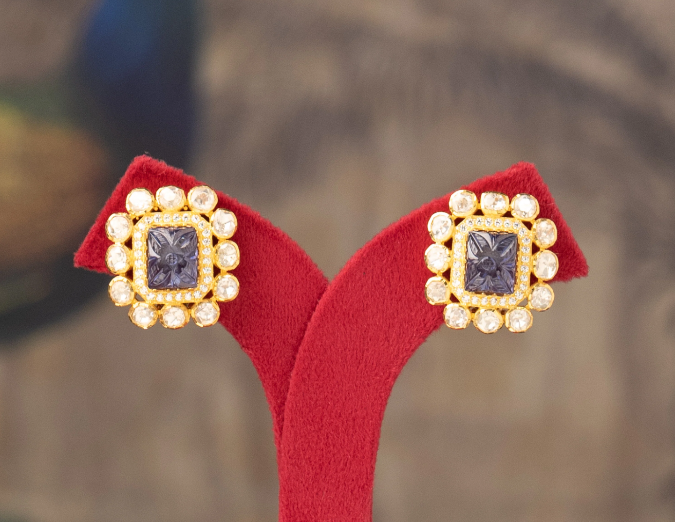 925 Silver Qila Polki Stud Earring - Amrrutam Jewellery