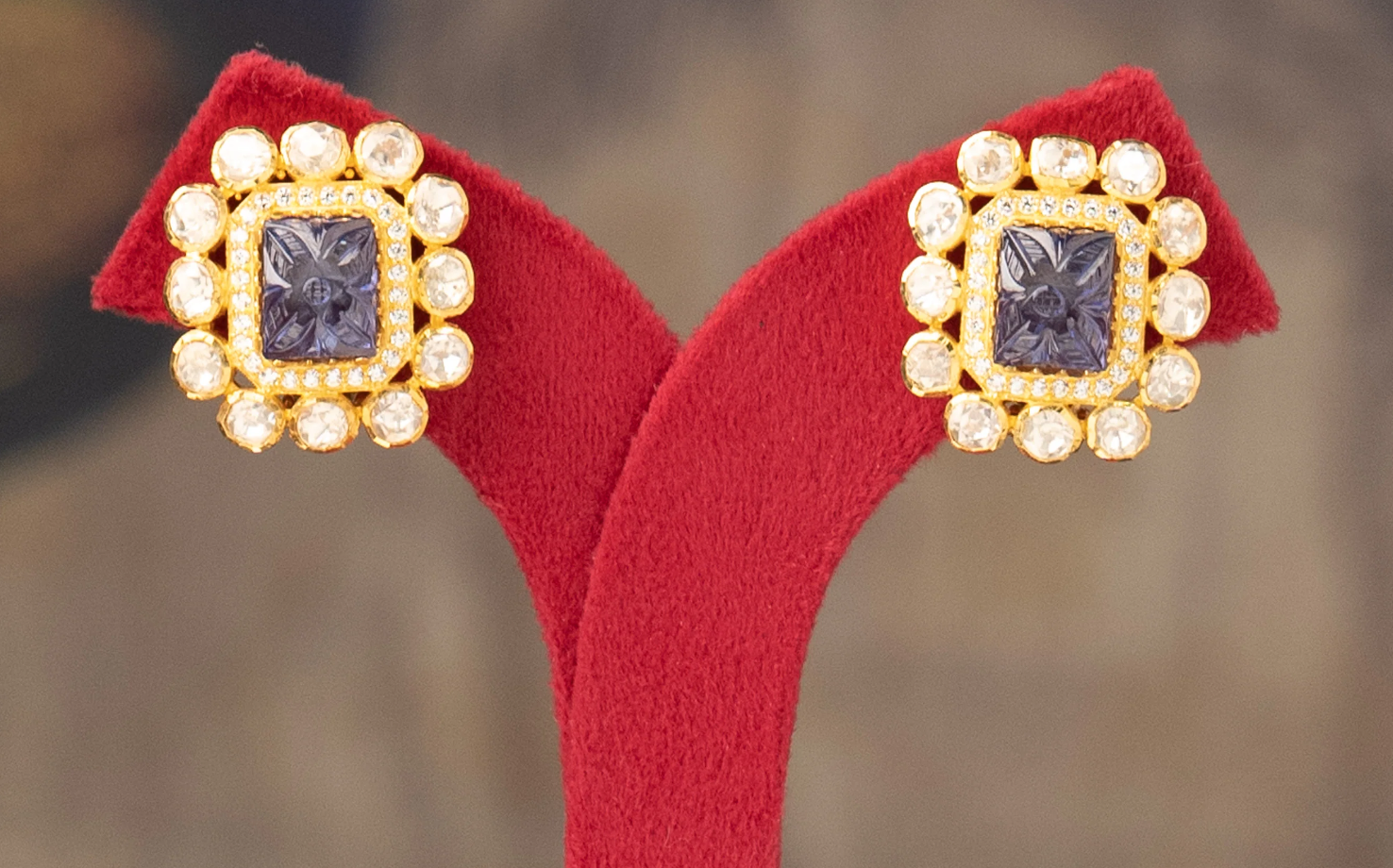 925 Silver Qila Polki Stud Earring - Amrrutam Jewellery
