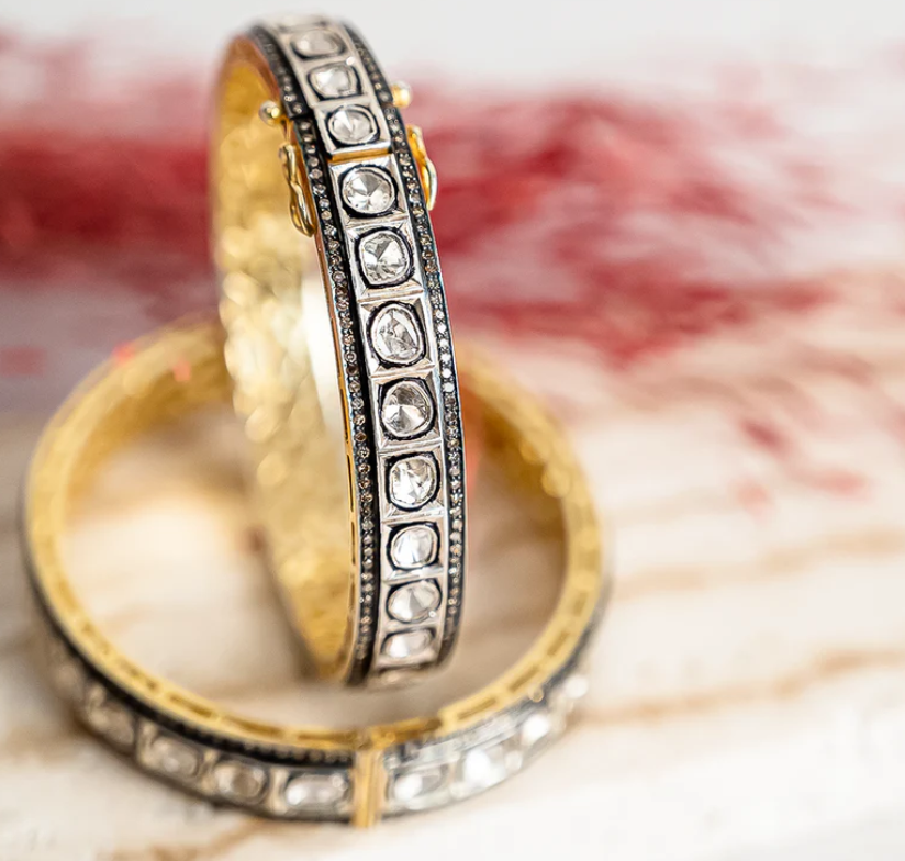 925 Silver Shakeera Uncut Diamond Bangle - Amrrutam Jewellery