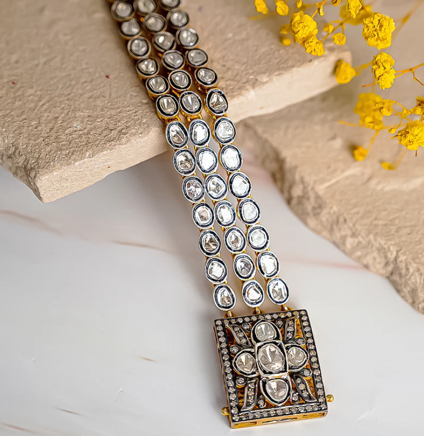 925 Silver Liah Uncut Diamond Elegant Bracelet - Amrrutam Jewellery