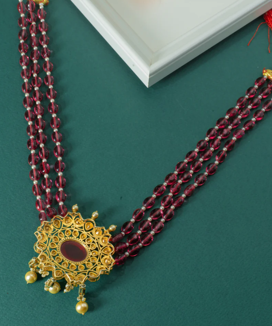 925 Silver Sia Ruby Polki Choker Necklace - Amrrutam Jewellery