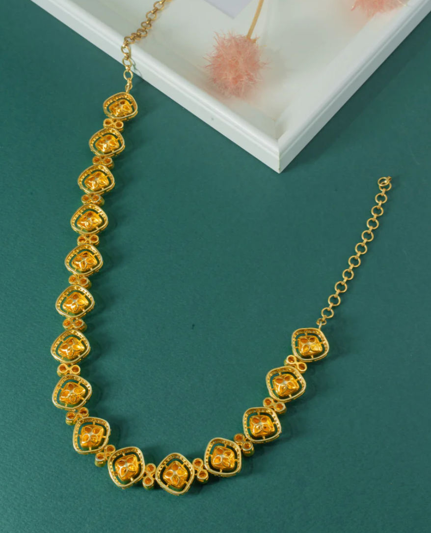 925 Silver Miera Classic Polki Necklace - Amrrutam Jewellery