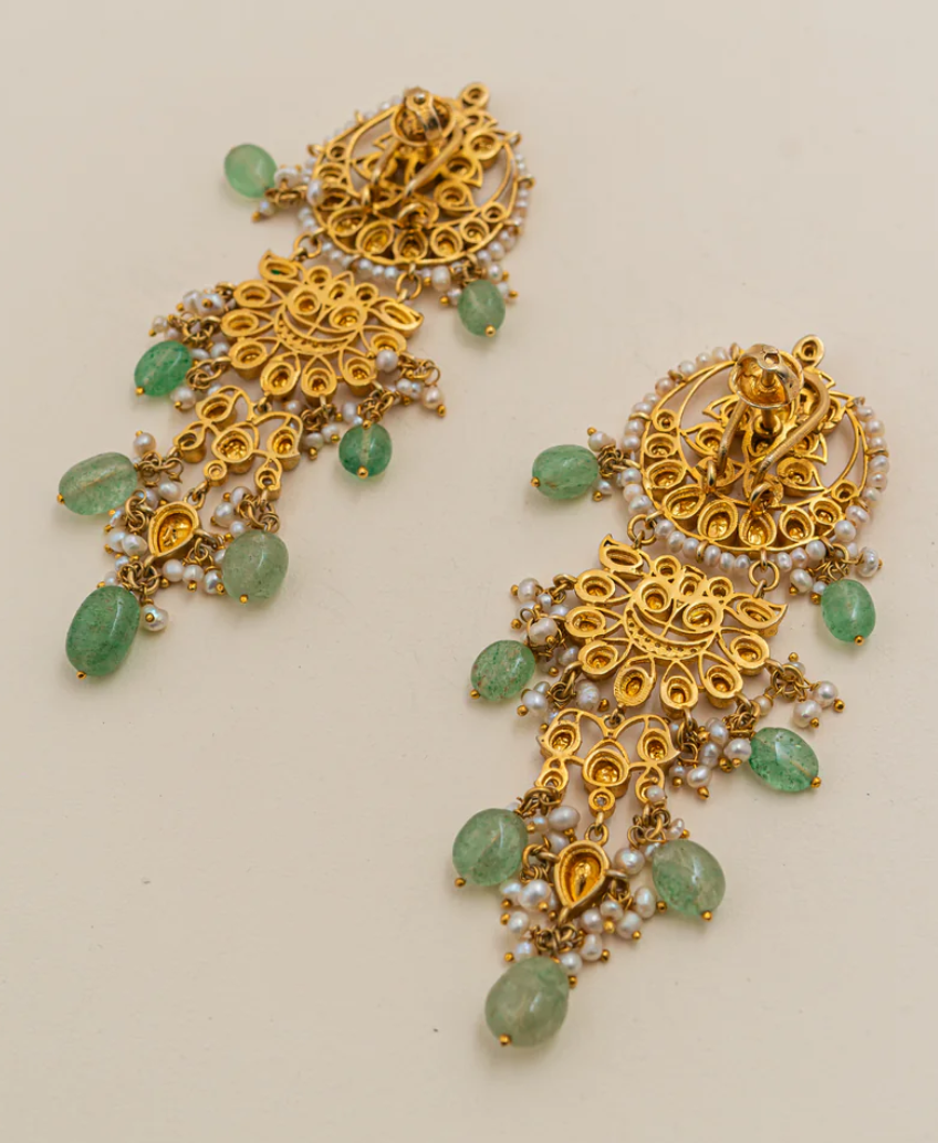 925 Silver Solana Polki Earrings - Amrrutam Jewellery