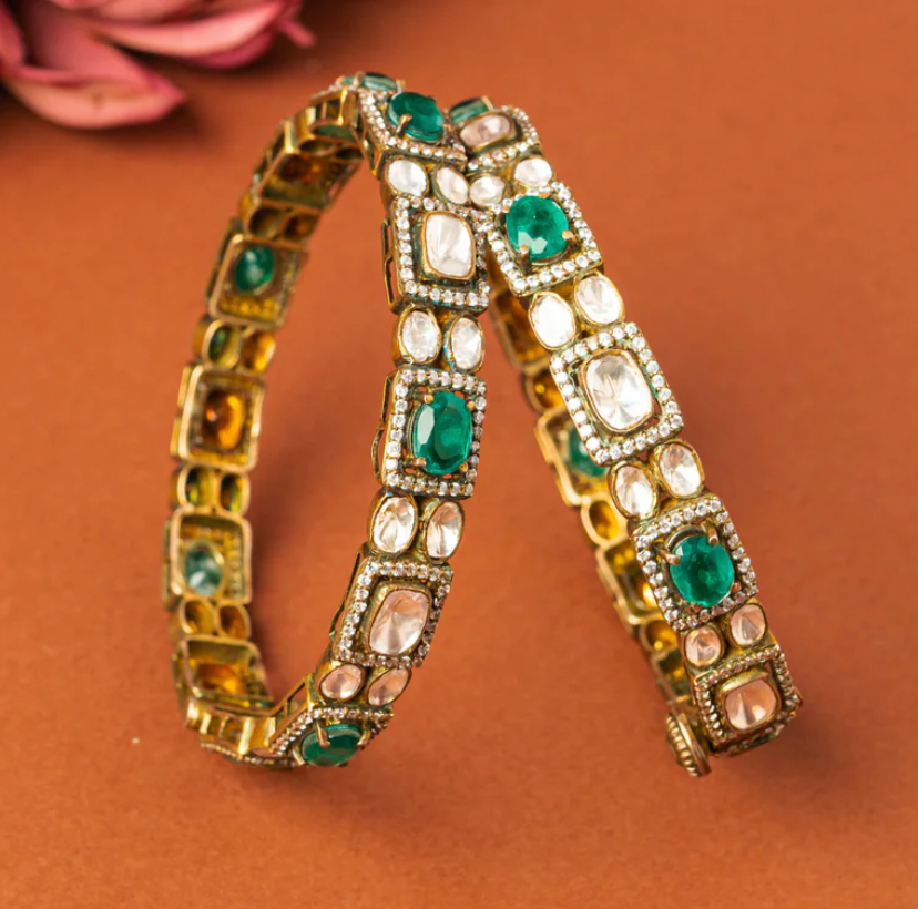 925 Silver Victorian Diksha Bangle Set - Amrrutam Jewellery