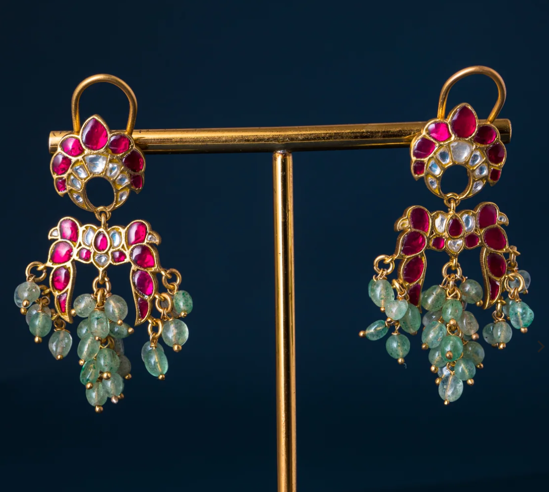 925 Silver Gajjra Kundan Earrings - Amrrutam Jewellery