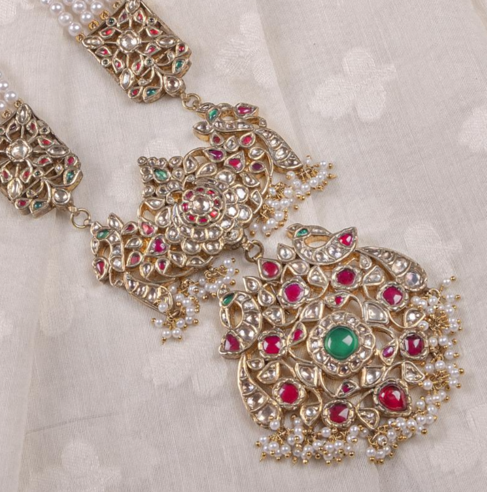 925 Silver Ragini Kundan Rani Haar Necklace Set - Amrrutam Jewellery