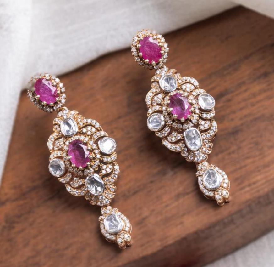 925 Silver Zoyra Ruby Polki Necklace Set - Amrrutam Jewellery