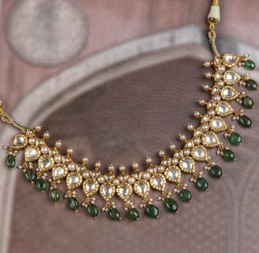 925 Silver Yuva Polki Necklace Set - Amrrutam Jewellery