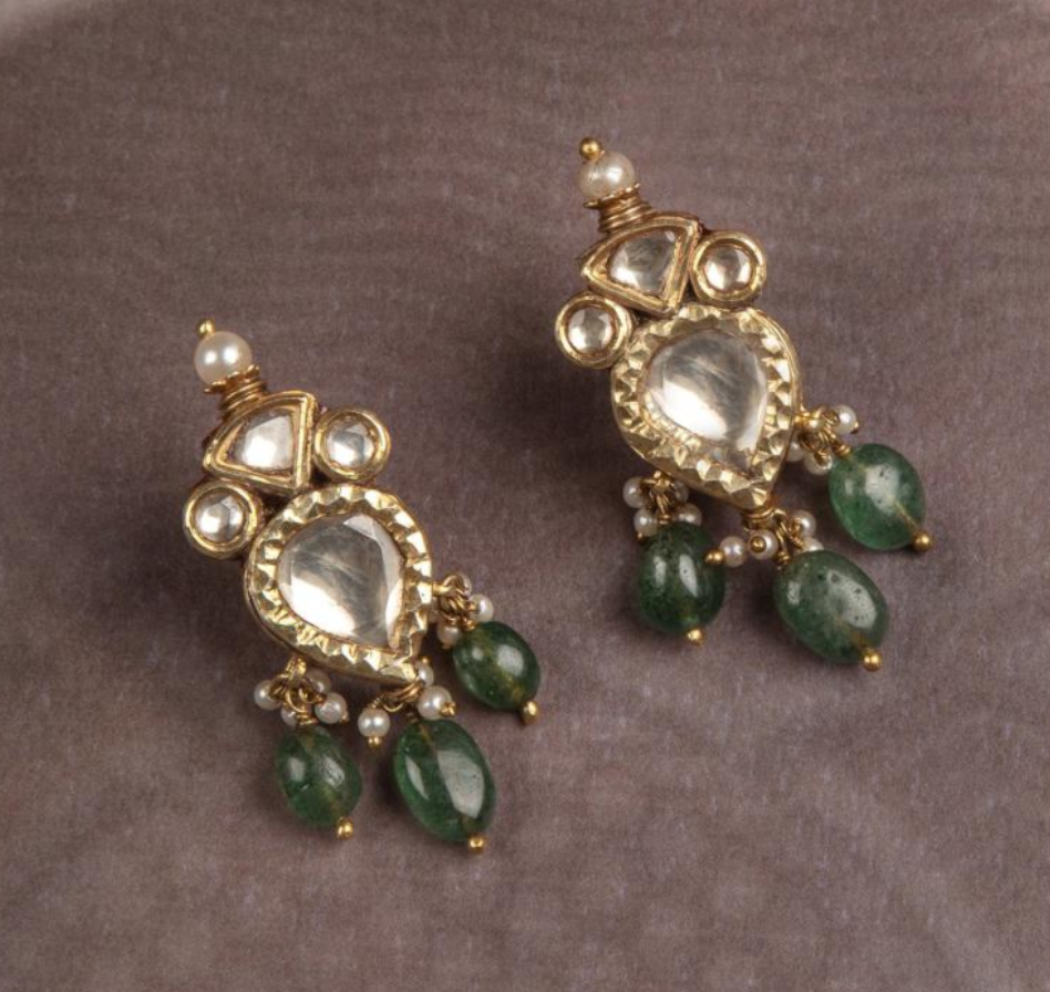925 Silver Yuva Polki Necklace Set - Amrrutam Jewellery
