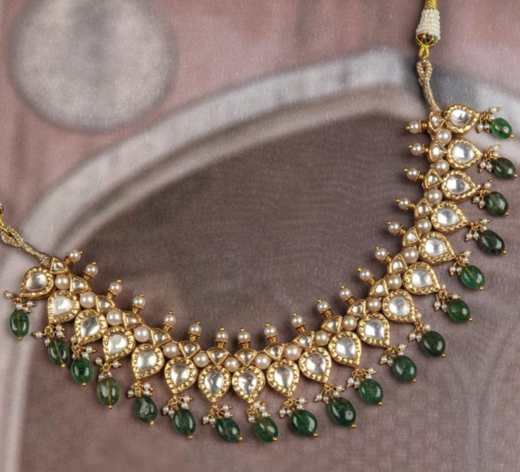 925 Silver Yuva Polki Necklace Set - Amrrutam Jewellery