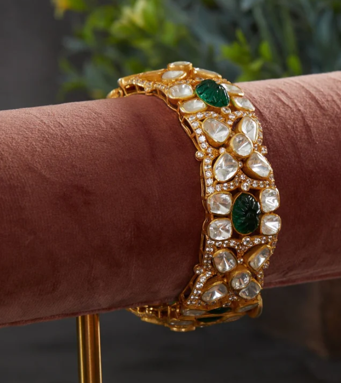 925 Silver Nirmana Polki Bangle - Amrrutam Jewellery