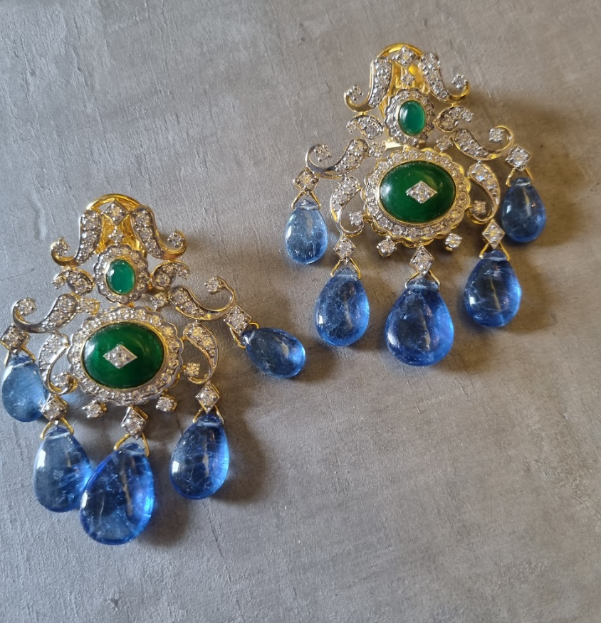925 Silver Margaret Tanzanite Drop Earrings - Amrrutam Jewellery