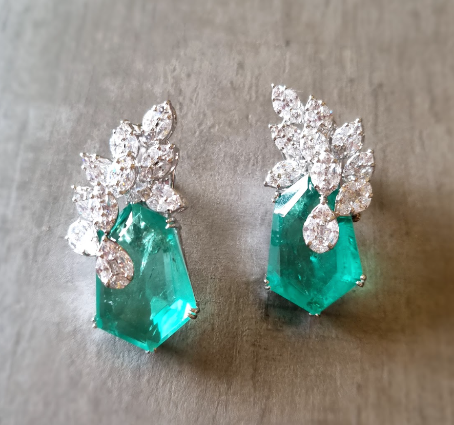 925 Silver Kathy Emerald Stud Earrings - Amrrutam Jewellery