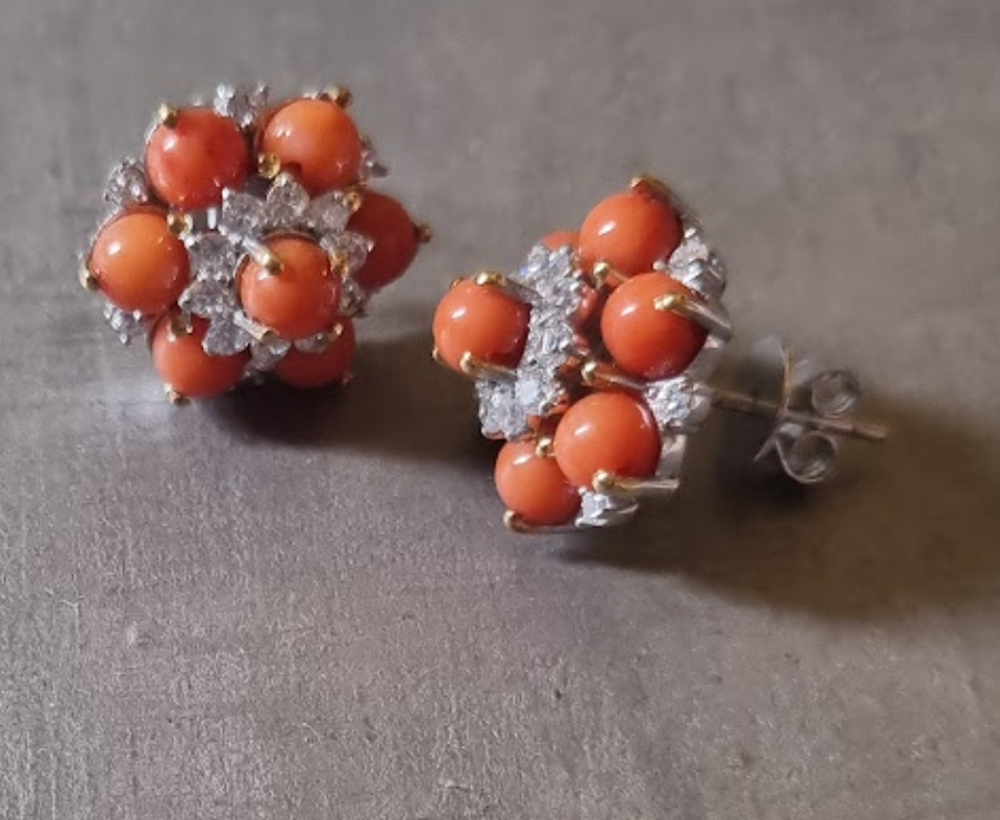 925 Silver Reya Coral Stud Earrings - Amrrutam Jewellery