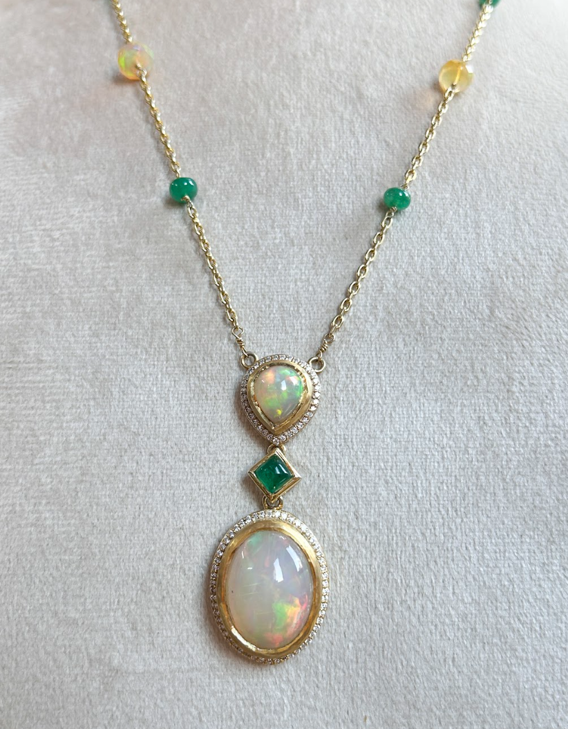 925 Silver Ethiopian Opal Pendant Necklace - Amrrutam Jewellery