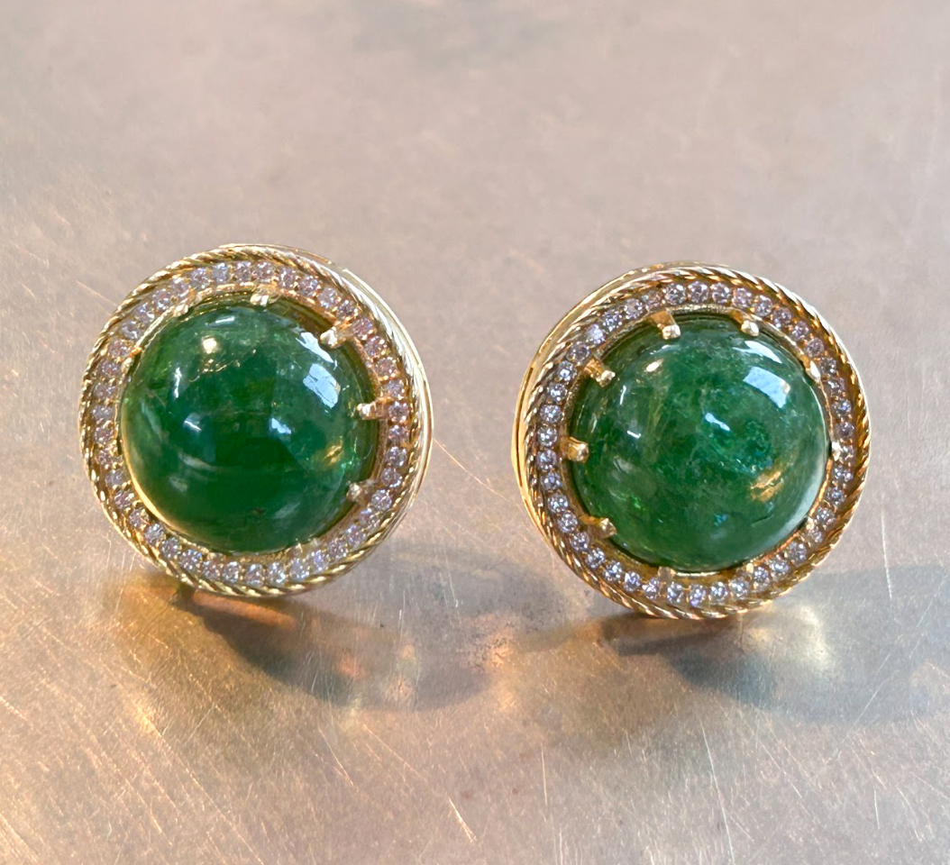 925 Silver Tsavorite Moissanite Stud Earring - Amrrutam Jewellery