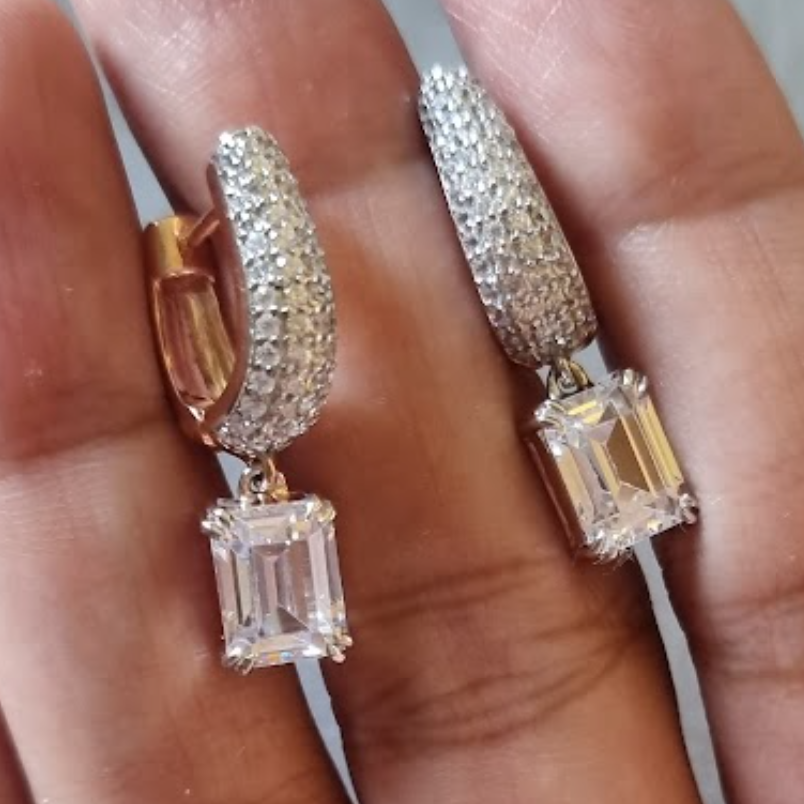 925 Silver Dreke CZ Hoop Earrings - Amrrutam Jewellery