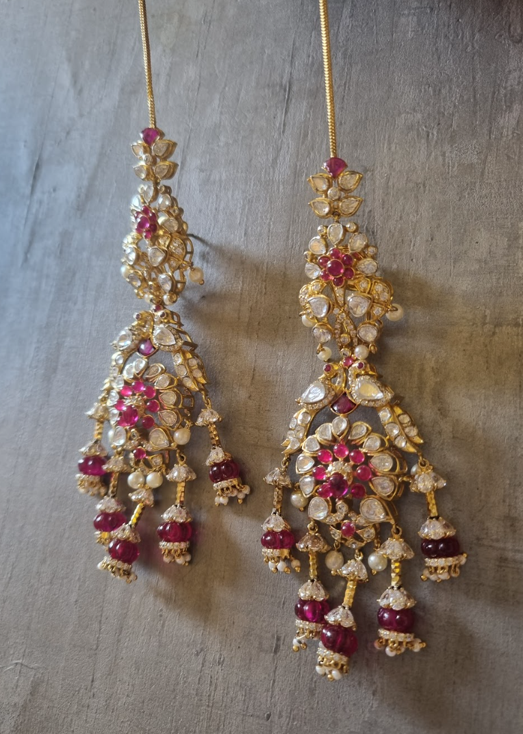 925 Silver Payel Ruby Bridal Chandbali Earring
