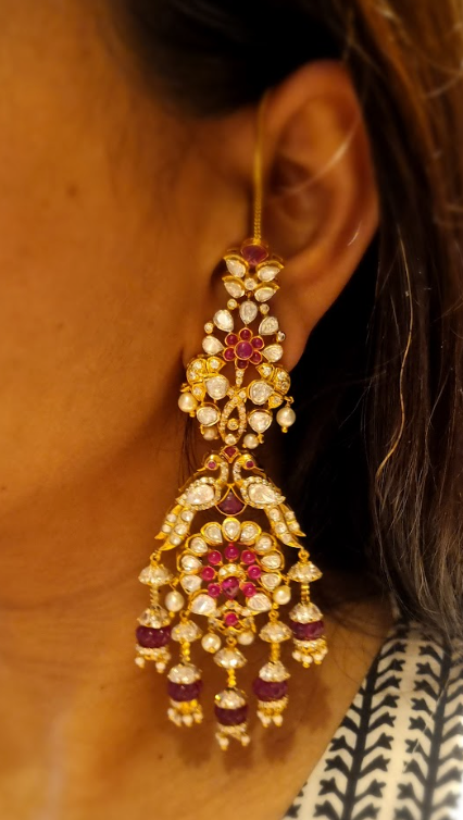 925 Silver Payel Ruby Bridal Chandbali Earring