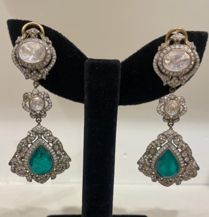 925 Silver Drivya Polki Earring - Amrrutam 