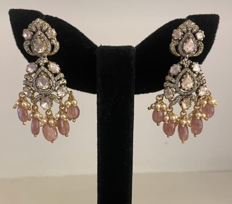 925 Silver Saba Polki Chandbali Earring - Amrrutam 