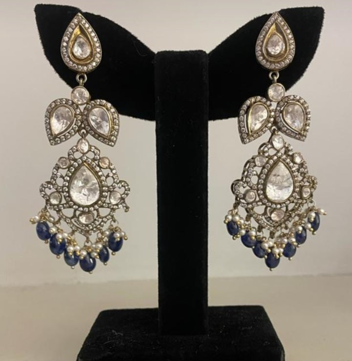 925 Silver Neel Polki Earring - Amrrutam 