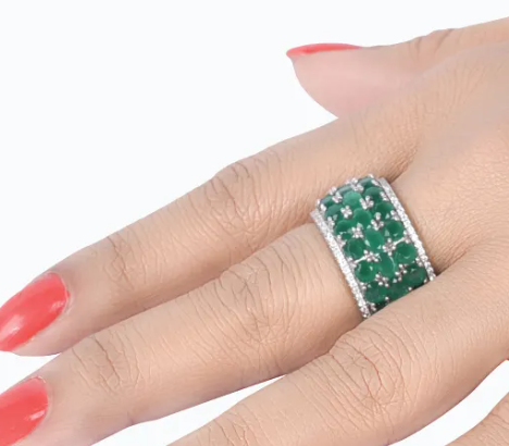 925 Silver Hira Emerald CZ Ring - Amrrutam Jewellery