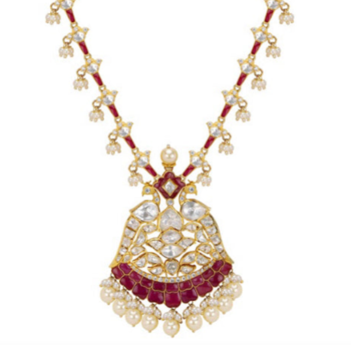 Silver Polki Pendant Necklace - Amrrutam Jewellery