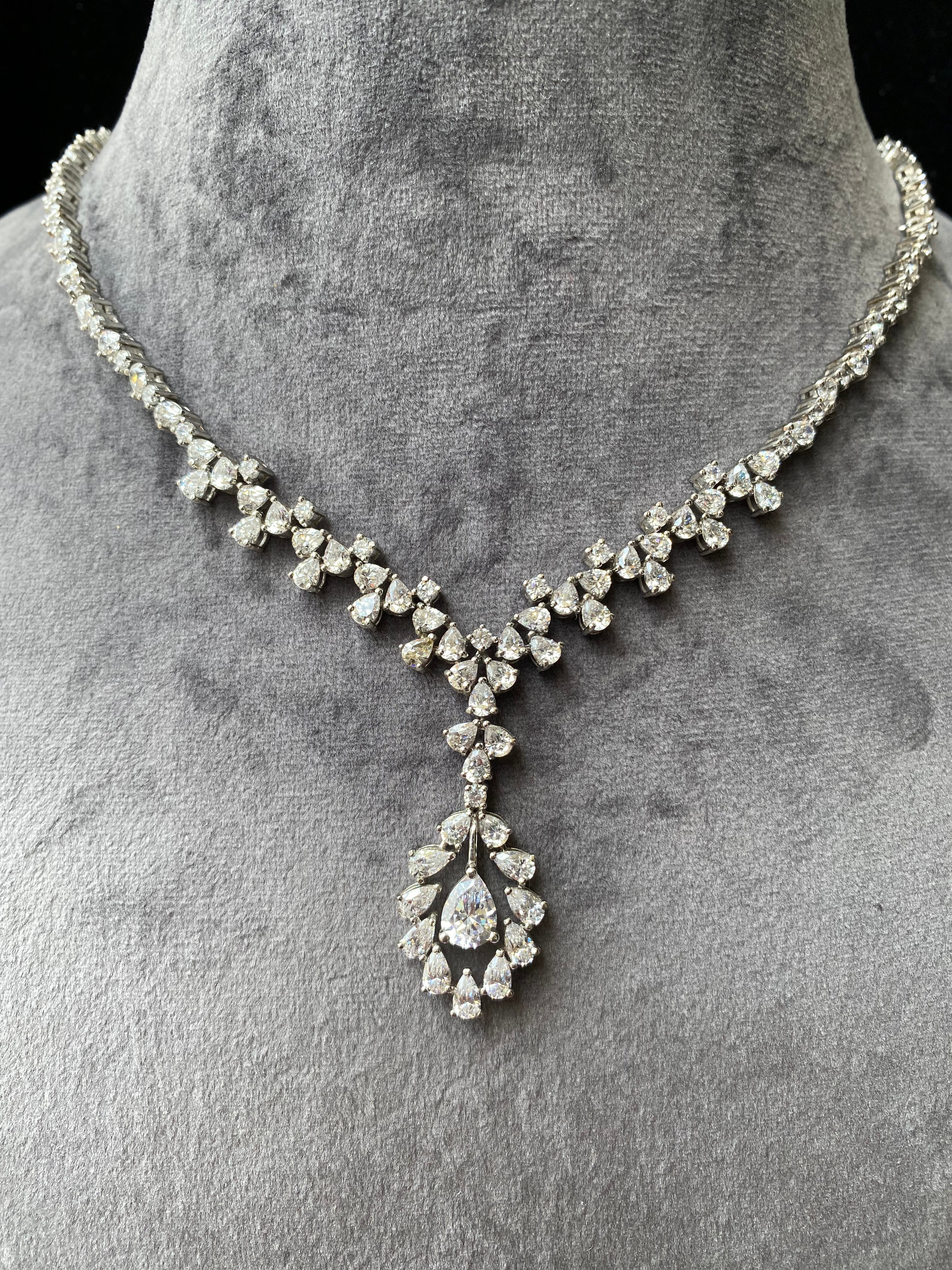 925 Silver Swarovski Princess Necklace - Amrrutam Jewellery