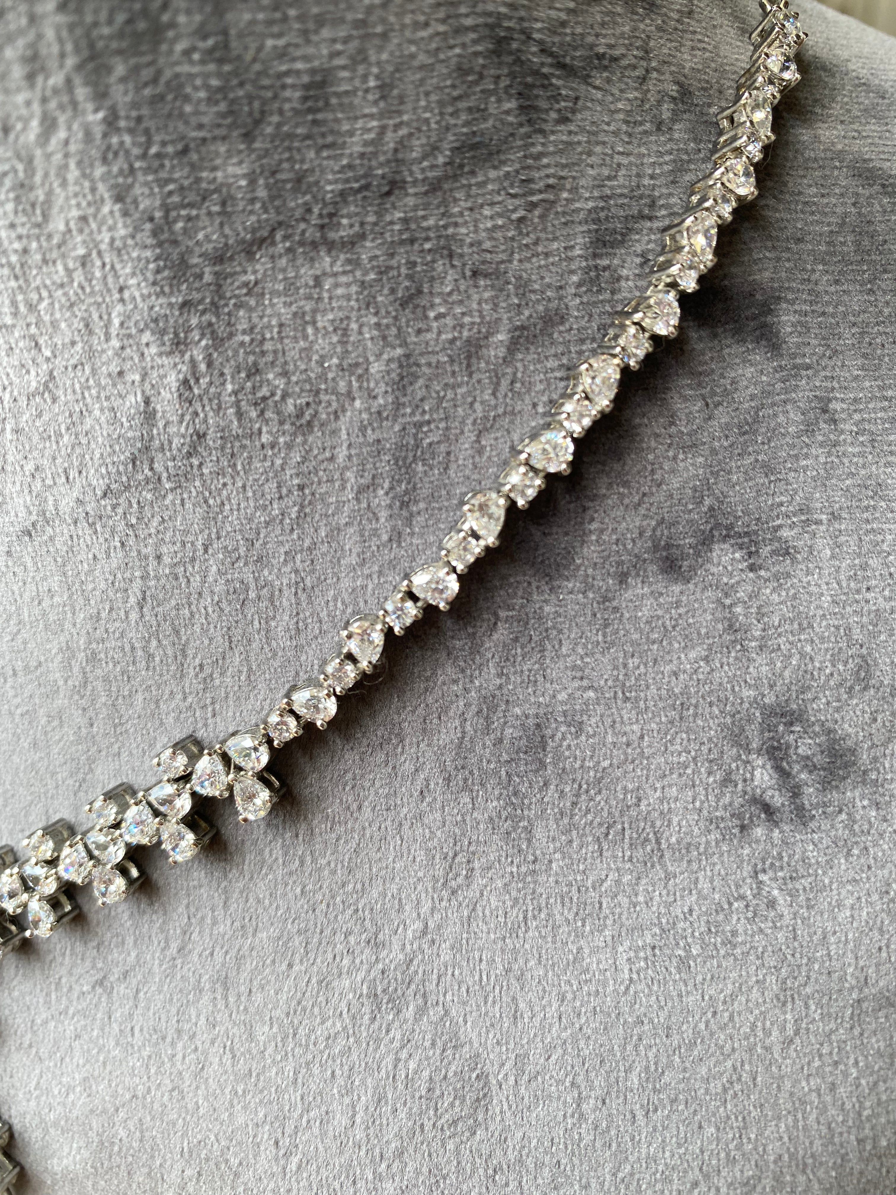 925 Silver Swarovski Princess Necklace - Amrrutam Jewellery