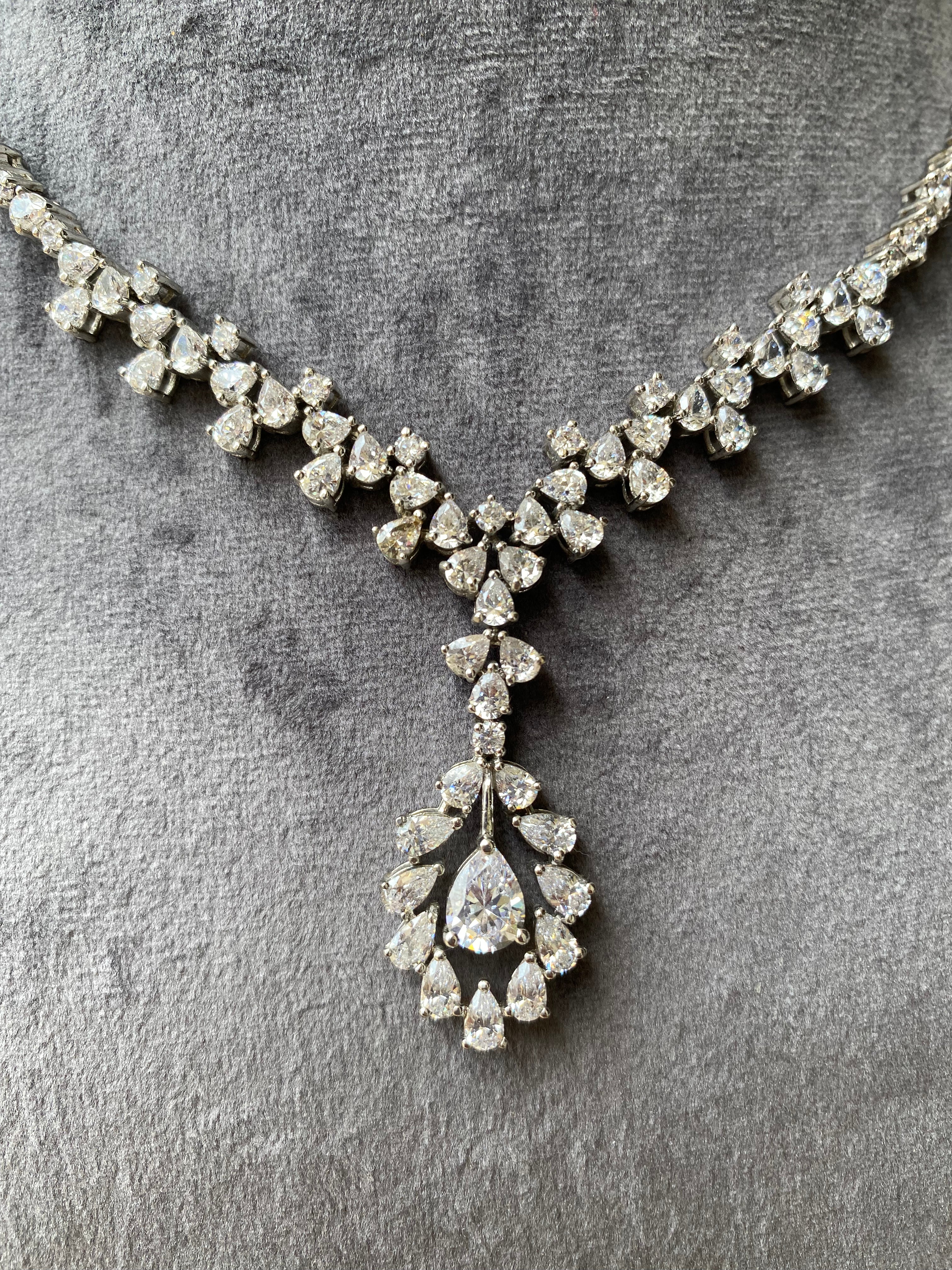 925 Silver Swarovski Princess Necklace - Amrrutam Jewellery