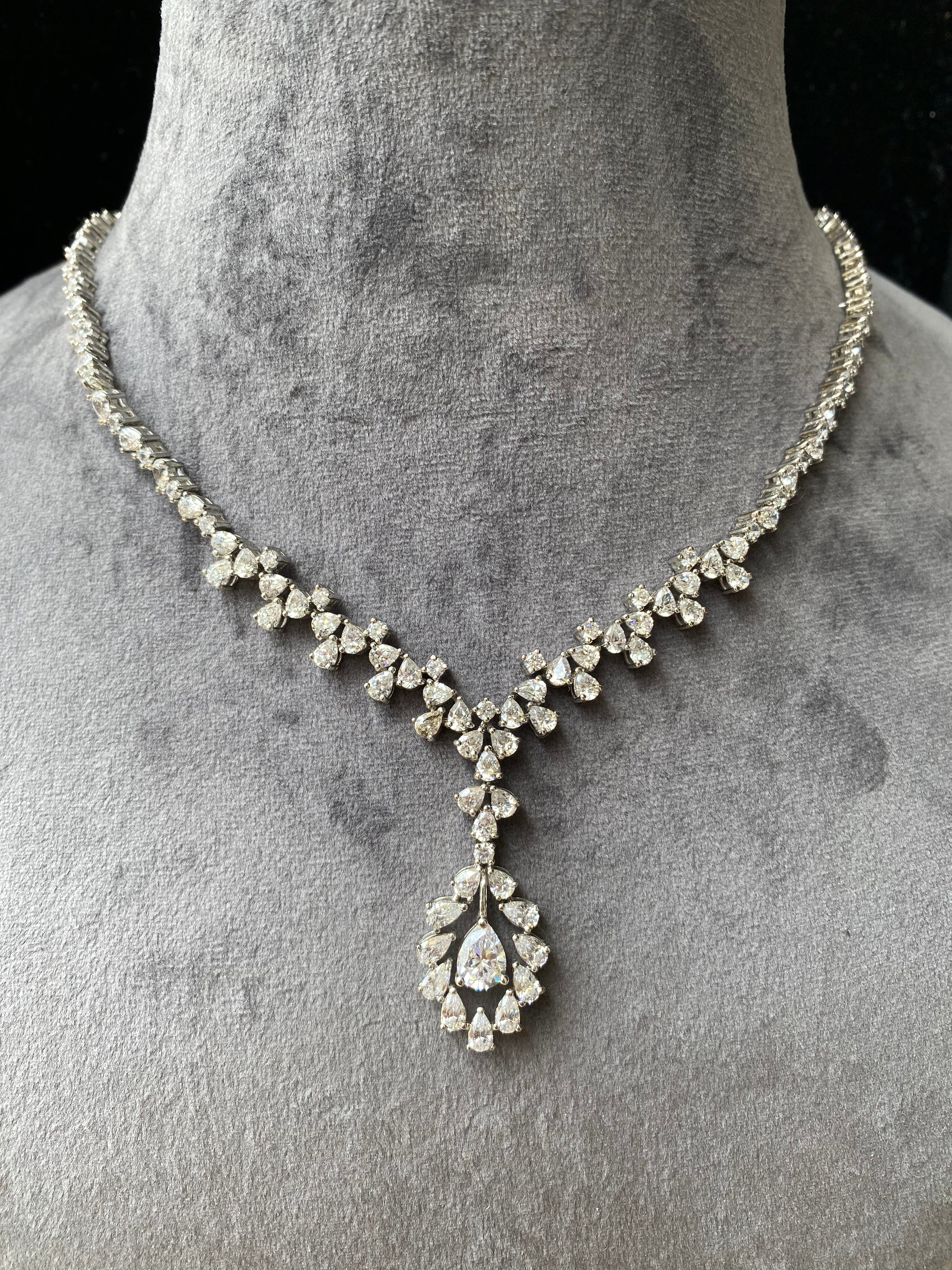 925 Silver Swarovski Princess Necklace - Amrrutam Jewellery