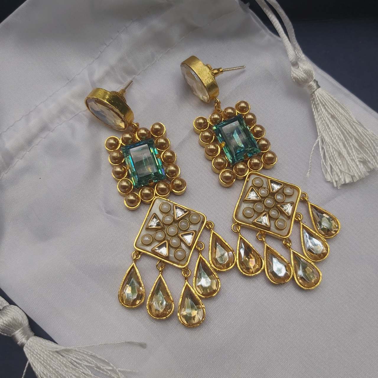 Swarovski Emerald Earrings - Amrrutam