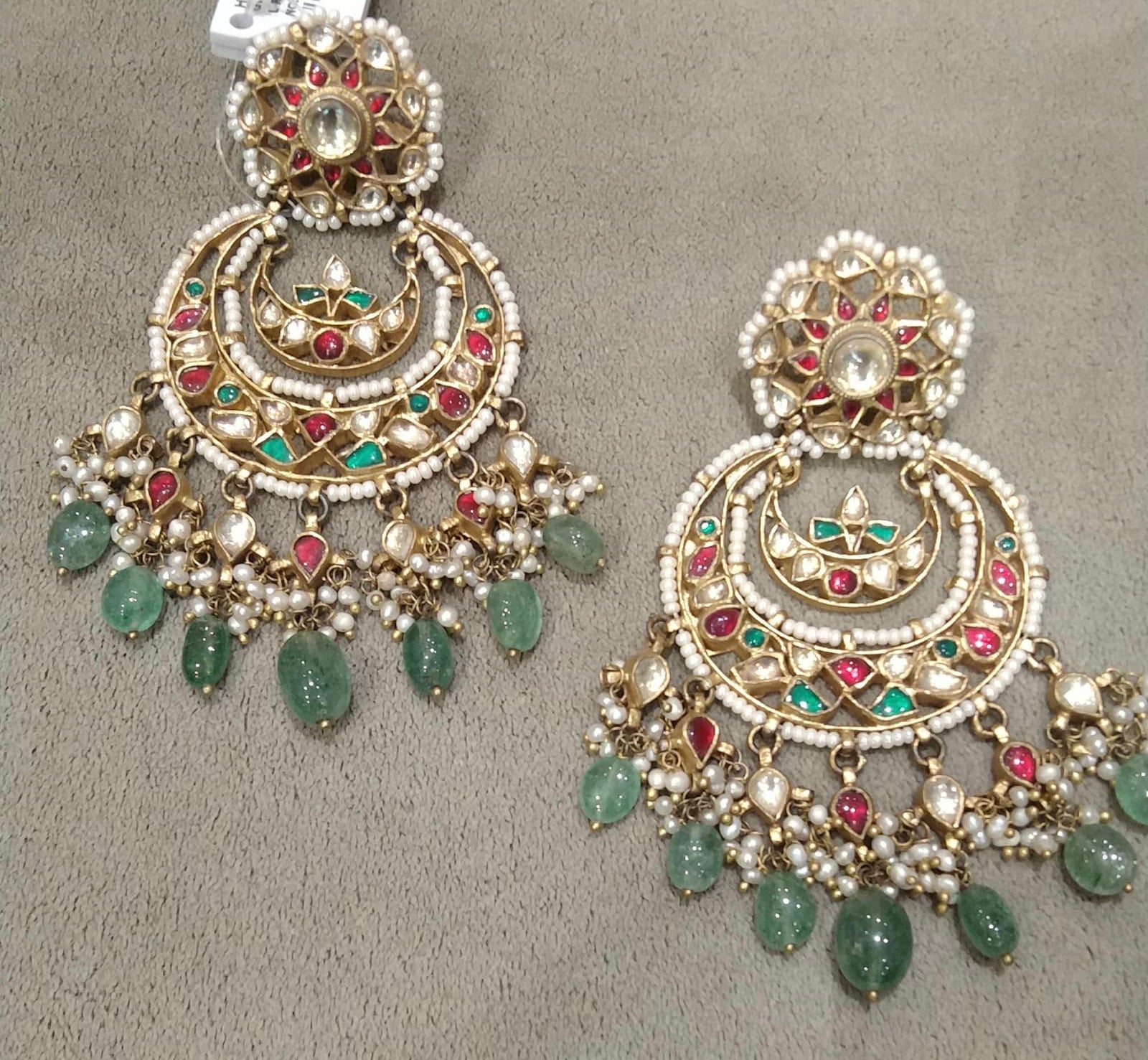 925 Silver Samiksha Polki Chandbali Earring - Amrrutam Jewellery