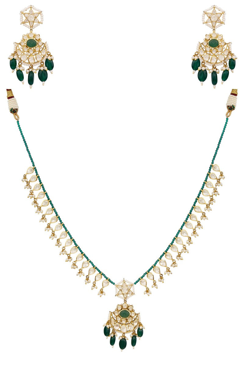 Emerald 925 silver Polki Choker Necklace - Amrrutam