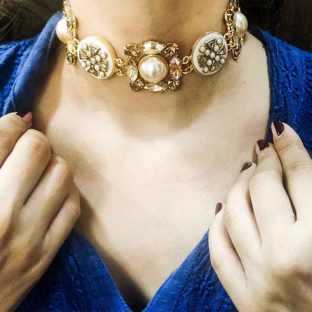 Swarovski Pearl Choker - Amrrutam