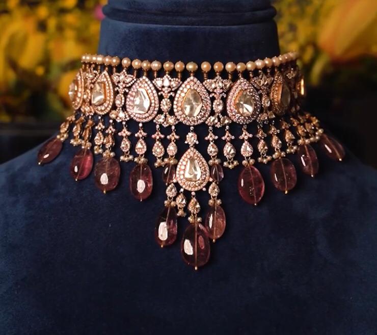 925 Silver Gaina Ruby Polki Necklace