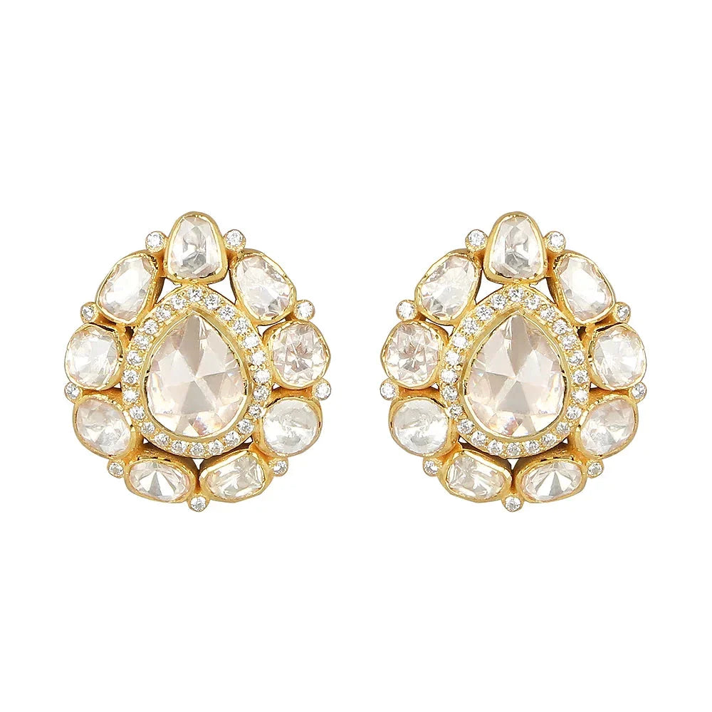 Moissanite Polki Stud Earring - Amrrutam