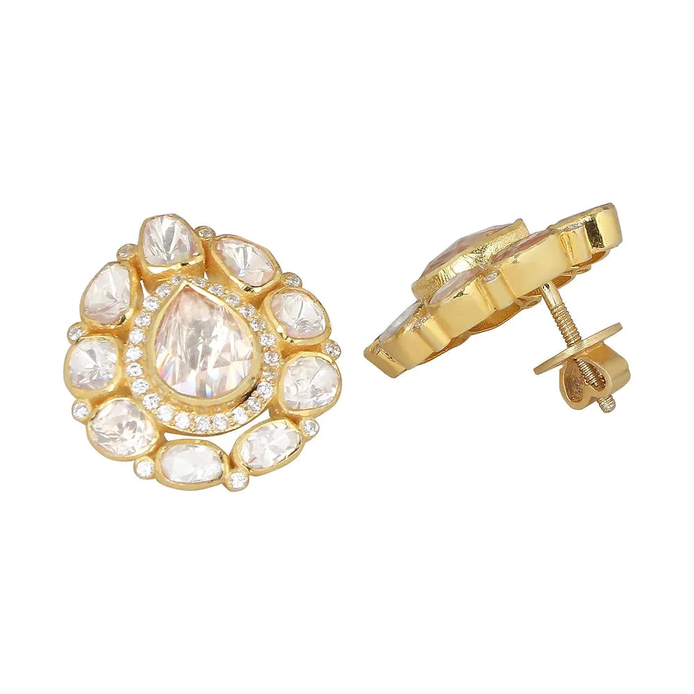 Moissanite Polki Stud Earring - Amrrutam