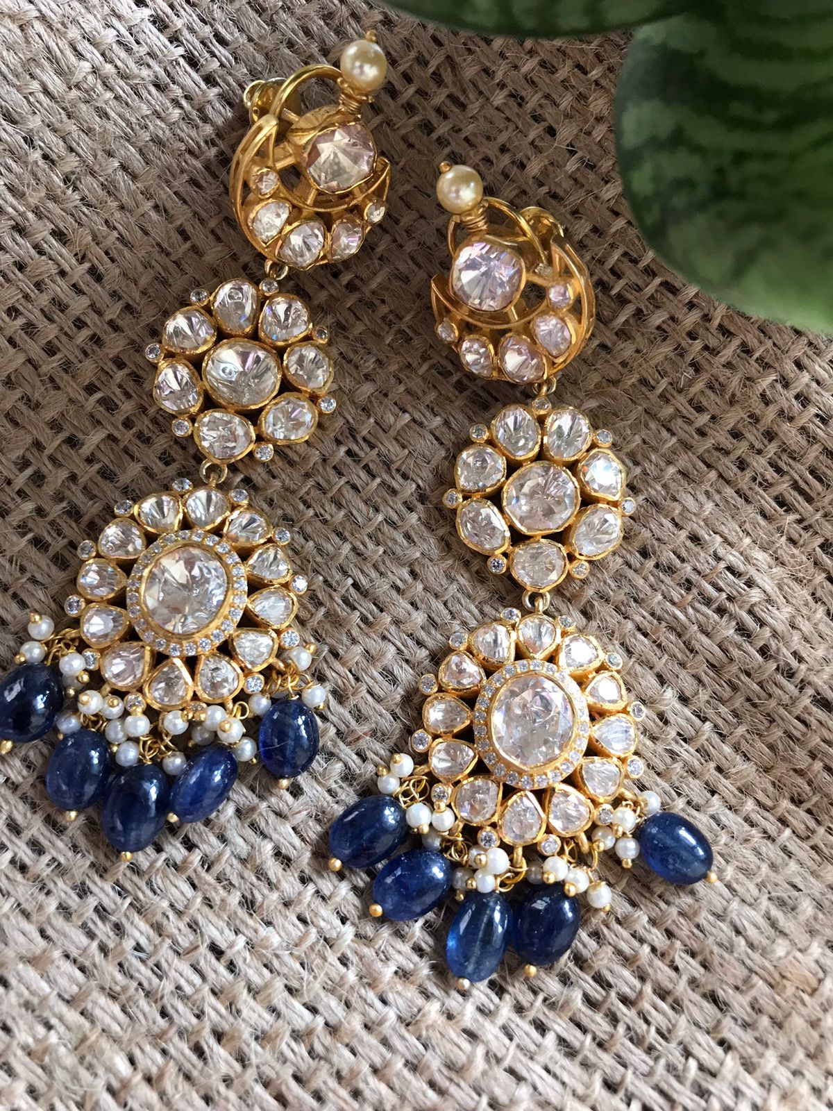 925 Silver Blue Chandbali Earrings - Amrrutam